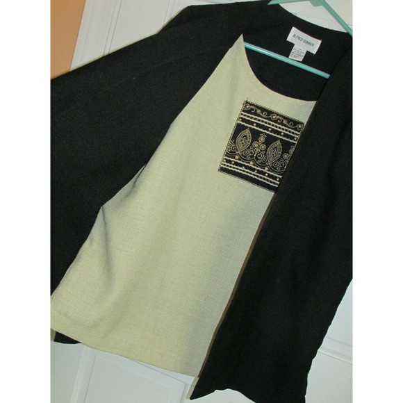 Alfred Dunner Womens Black & Tan Polyester One-Piece Open Cardigan Blouse Sze 12 - Picture 5 of 7